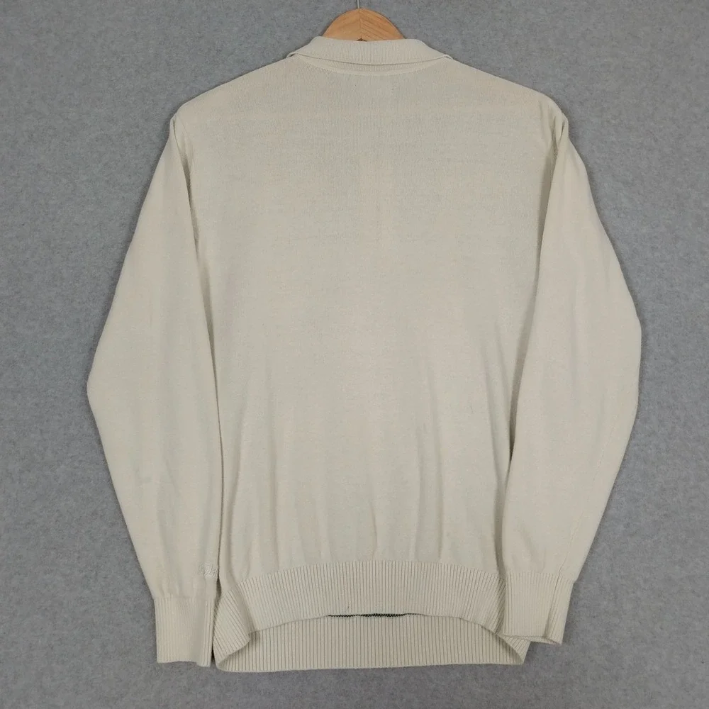Malbon Sweater Mens Small Cream Quarter Zip Sundance Intarsia Knit Aztec Polo